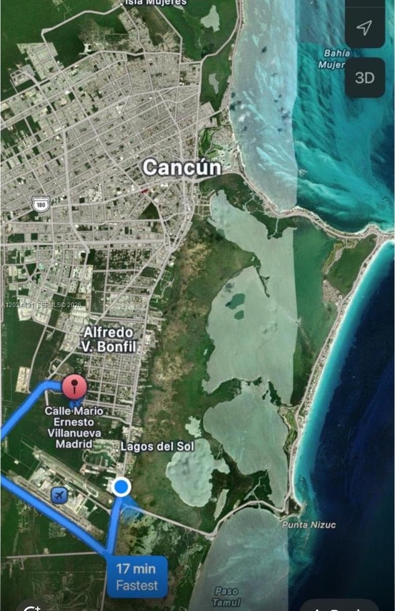 Distance from the Cancun International Airport