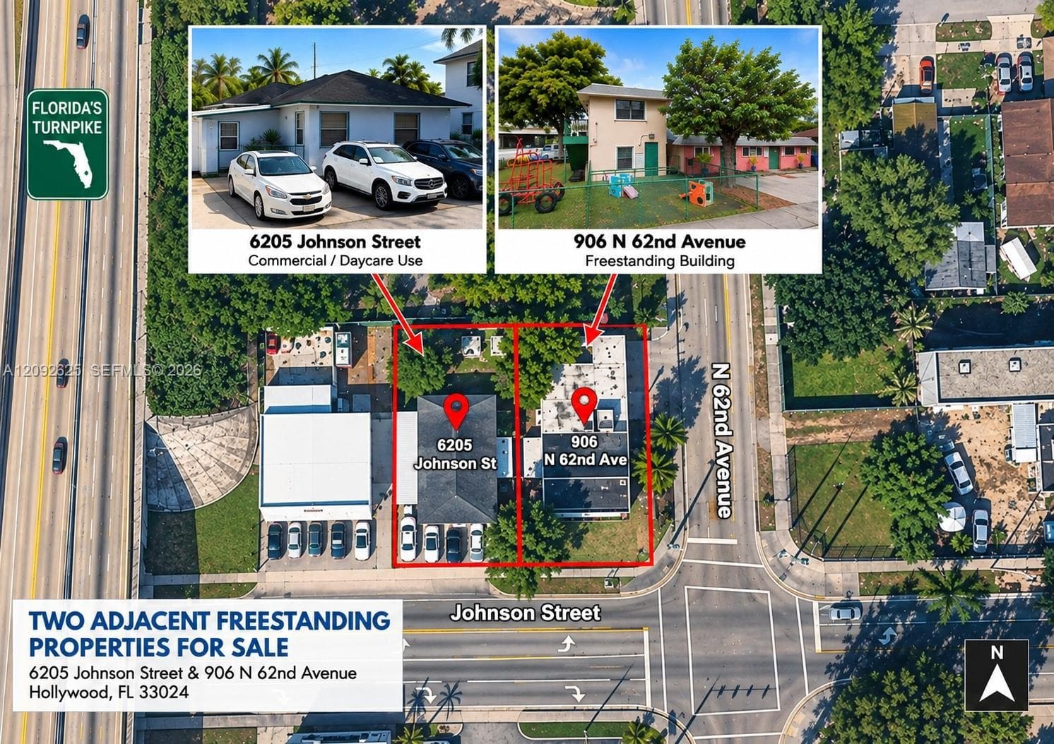 Two adjacent parcels | 11,018 SF combined land area | 4,489 SF combined building area | C-JS Mixed-Use District
