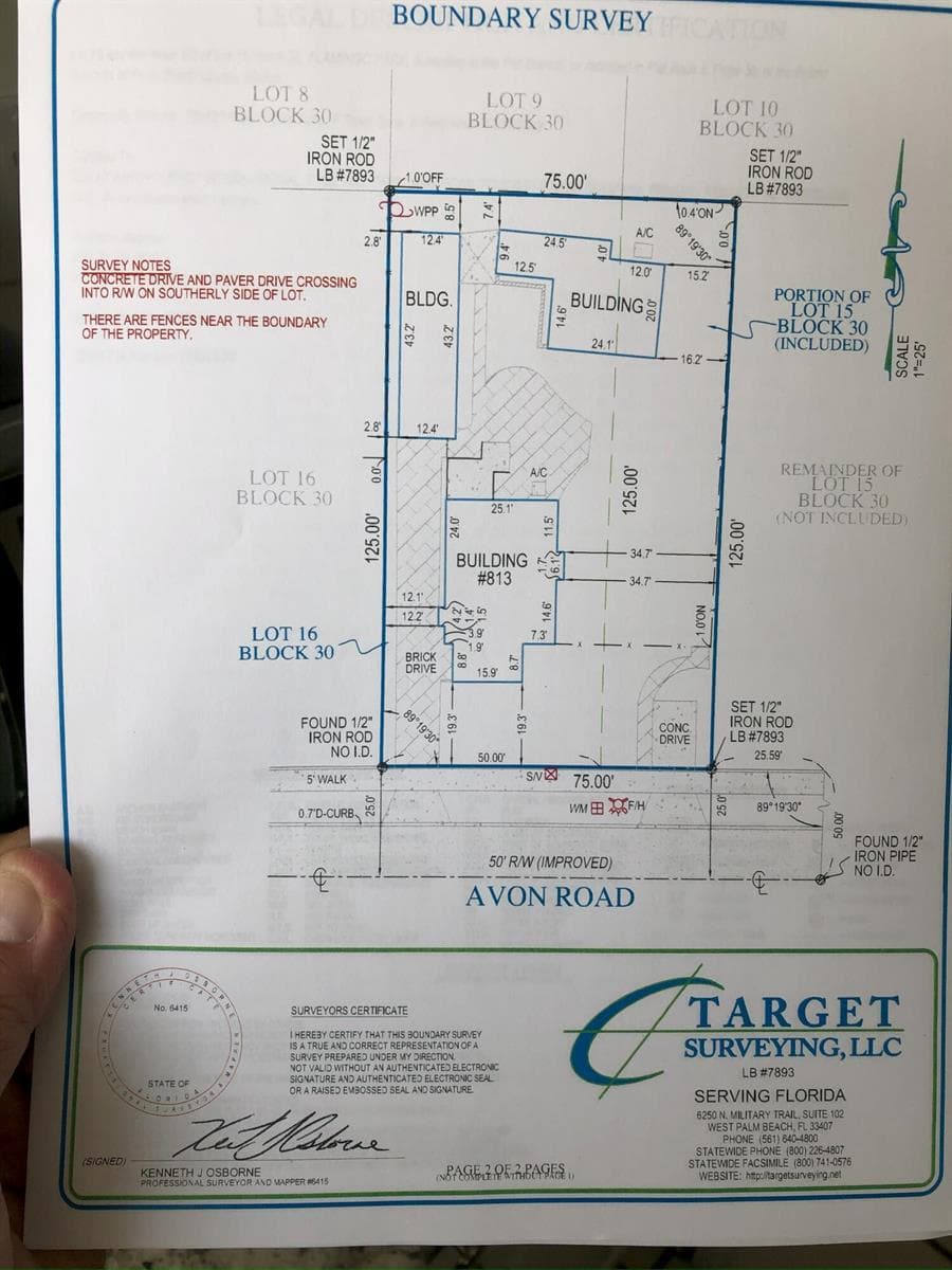 813 Avon Road Survey