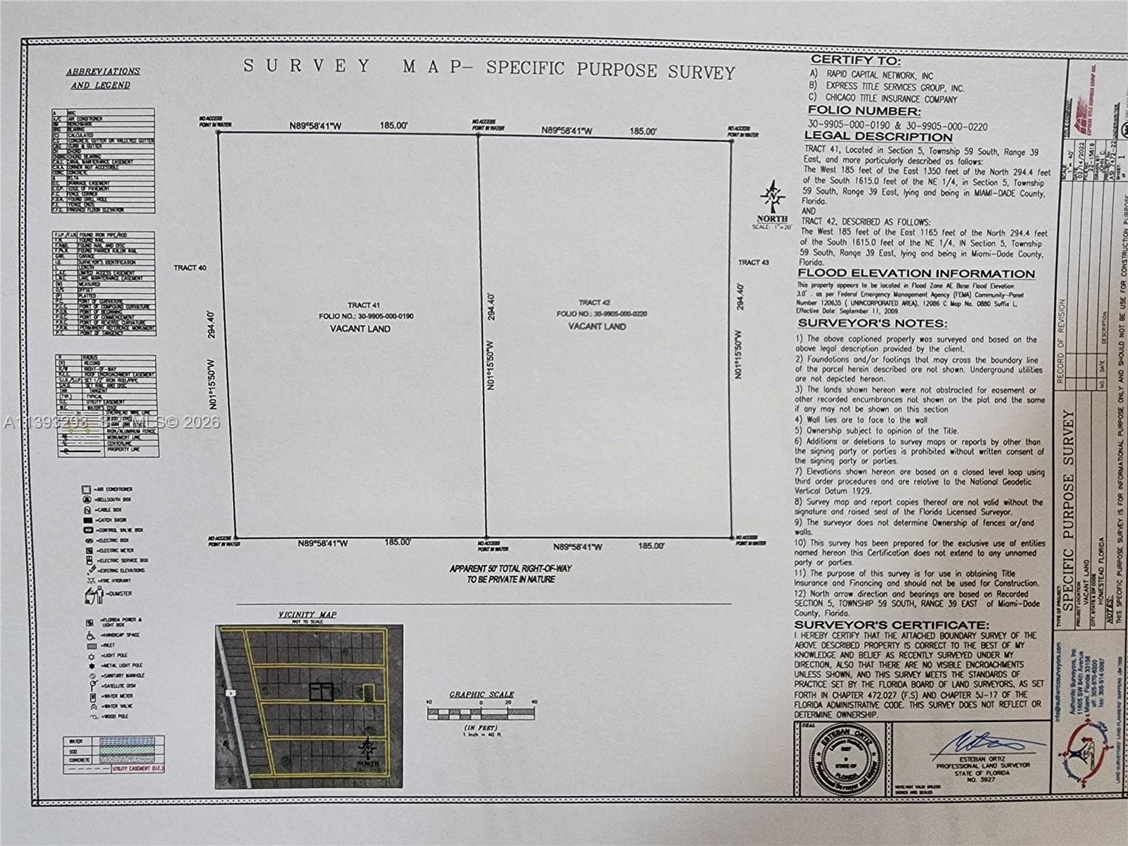SURVEY OF 2 LOTS