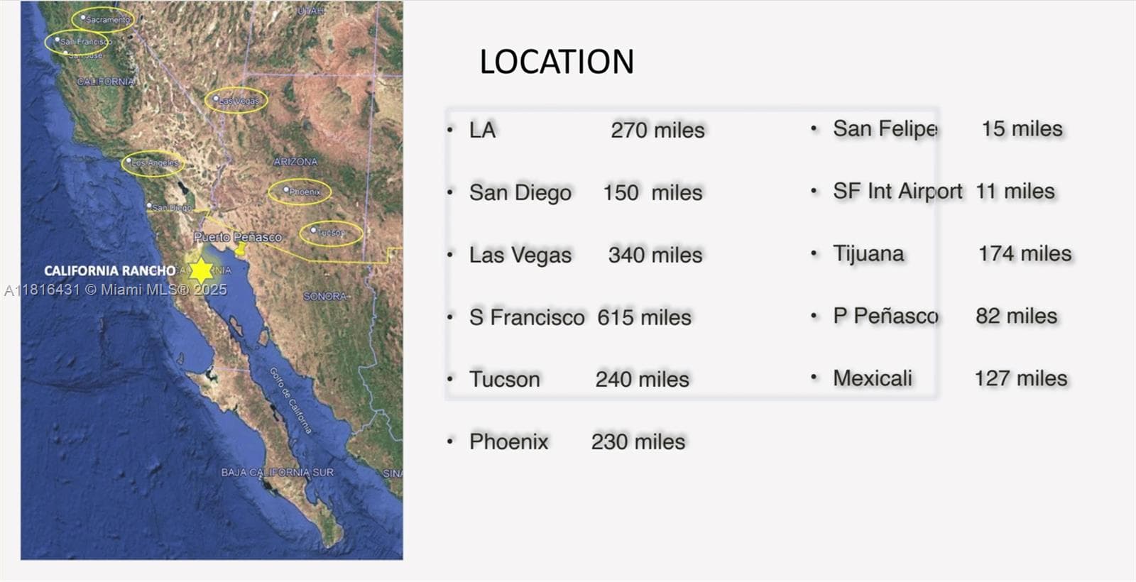 11 miles fromInternational San Felipe airport Mexico.