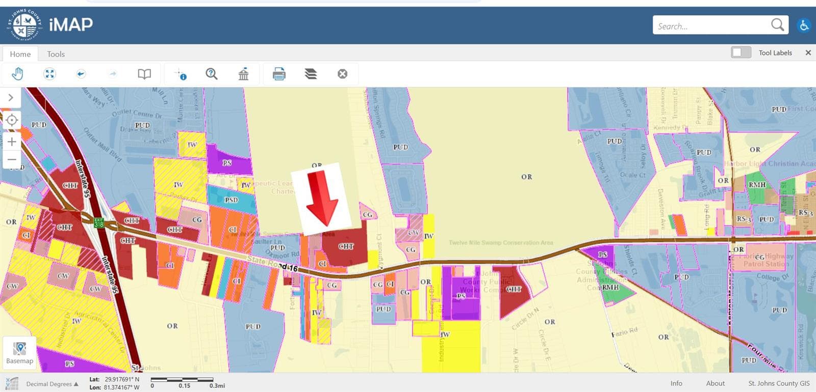 1900 Zoning Map w Arrow