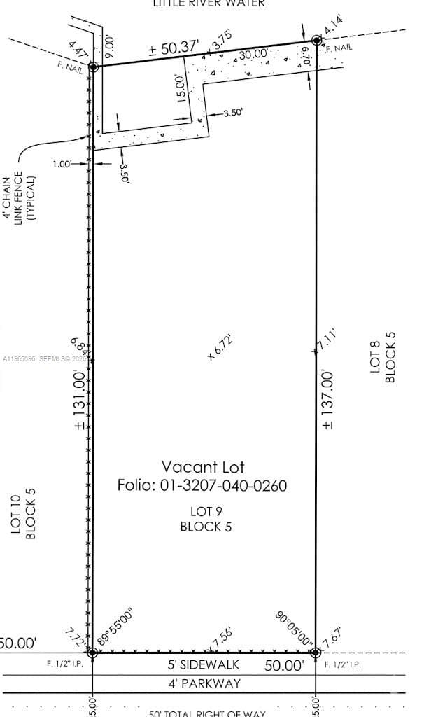 lot survey showing dimentions & waterfront