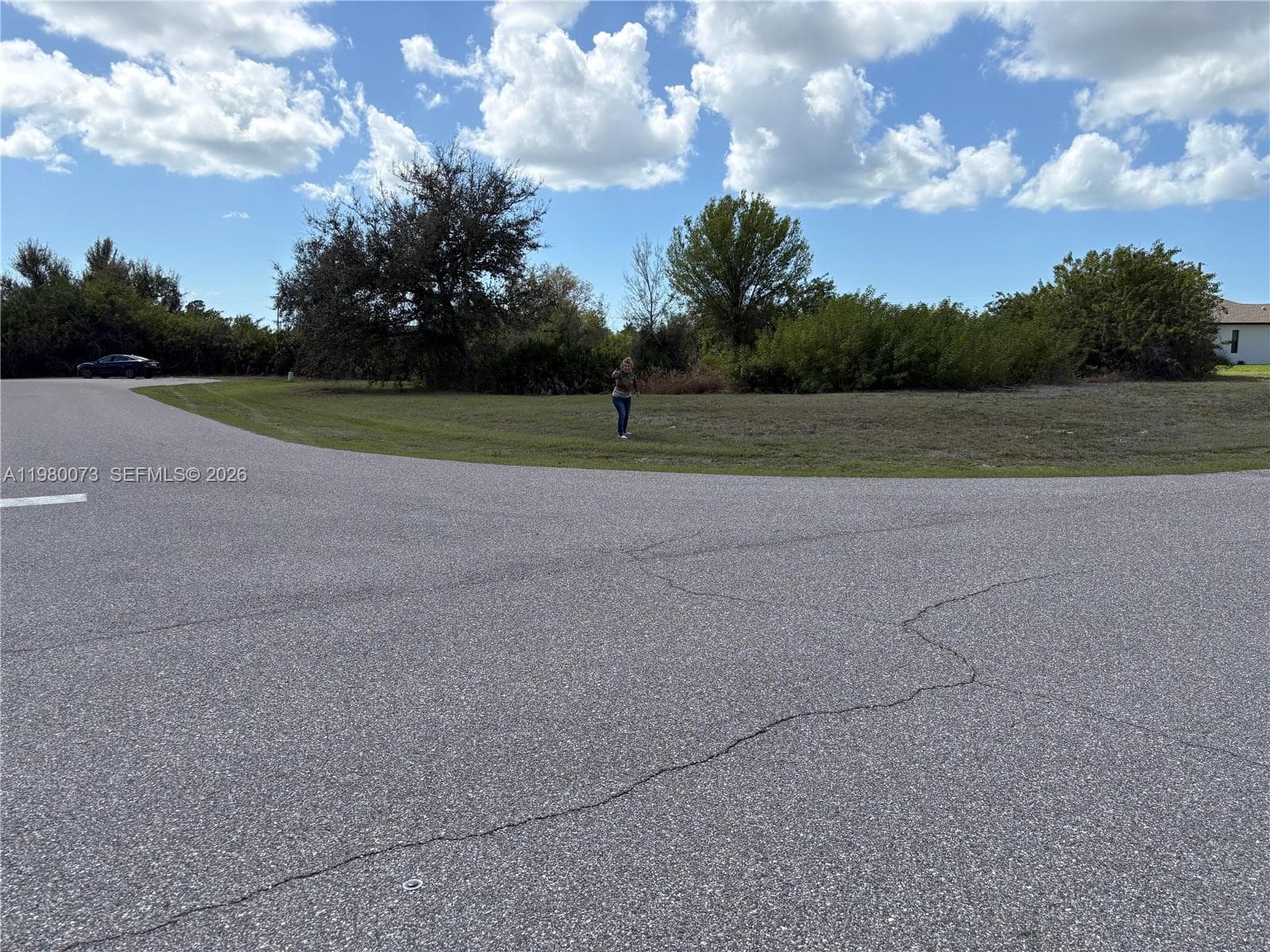 Streets on both sides of the lot.