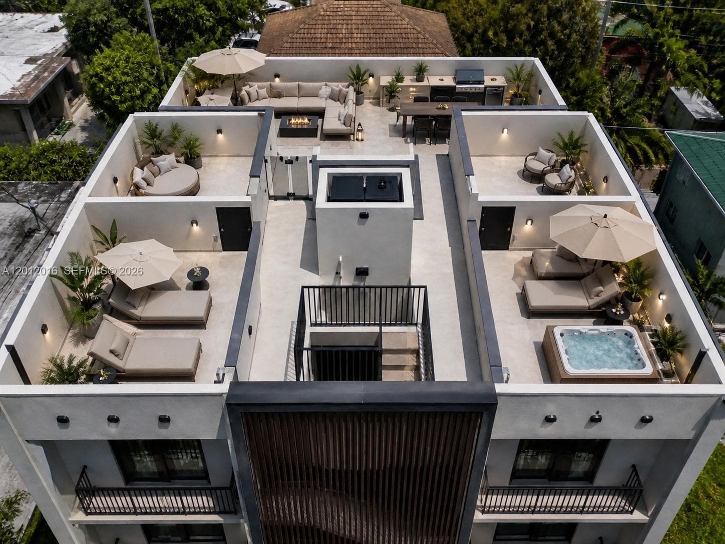 Roof top rendering. One roof top space for each residence.