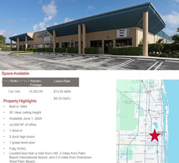 Warehouse Sublease in West Palm Beach