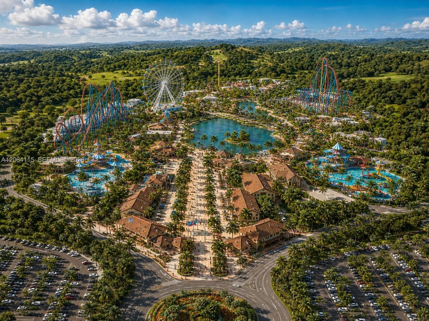 AMUSEMENT PARK RENDERING AERIAL VIEW- VIRTUAL IMAGE