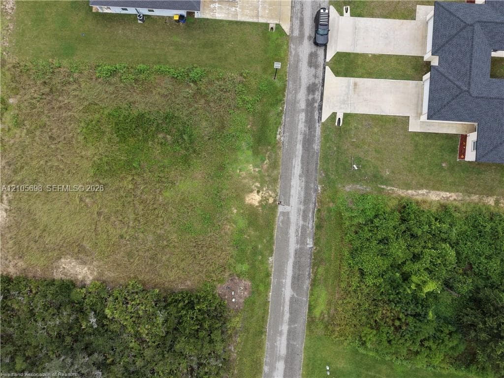 Vacant lot featuring cleared terrain, mature perimeter vegetation, and direct road access